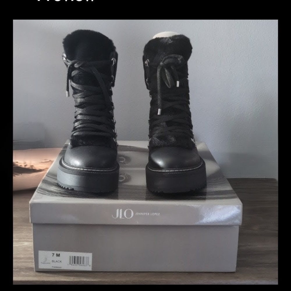 Jennifer Lopez Black Combat Boots